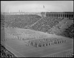 Cadets on field of Harvard stadium