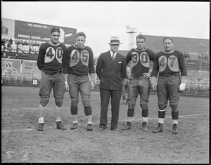 Chicago Cardinals stars. No 40: Moynihan, No 45: McNally, Coach: Former RB for Notre Dame, No 30: Simas, No 47: Douds