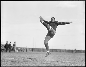 Tony Plansky, Georgetown fullback, in kicking pose