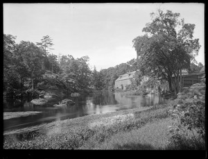 Sudbury Department, Sudbury Aqueduct, Charles River, looking downstream towards Echo Bridge, showing mill, Newton; Wellesley, Mass., Jul. 1, 1920