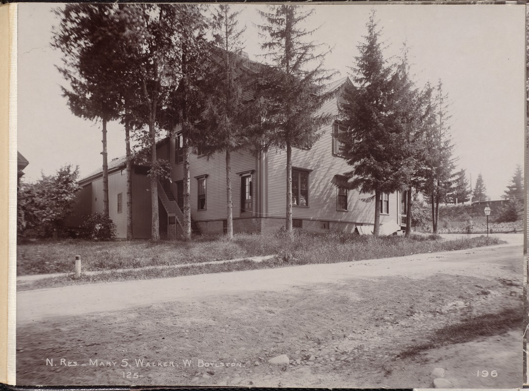 Wachusett Reservoir, Mary S. Walker's house, corner of Prospect and Holbrook Streets, from the north, West Boylston, Mass., Jun. 27, 1896