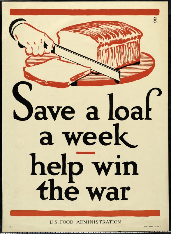 U. S. Food Administration War Ration Poster, World War I