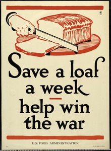 U. S. Food Administration War Ration Poster, World War I