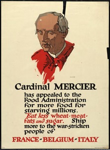 Cardinal Mercier Food Rationing Poster, World War I