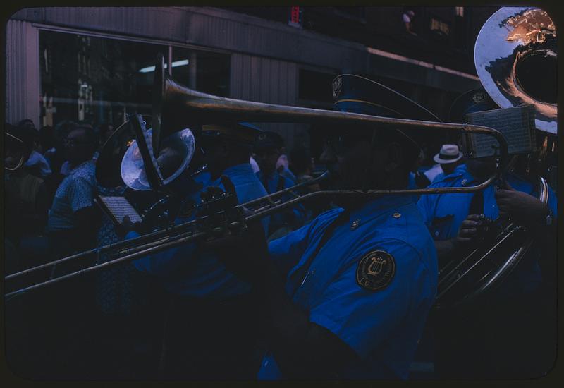 Marching band trombone player