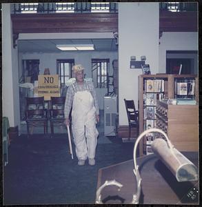 Lawrence Library under construction, John I., contractor, in library