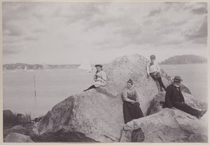 Photograph Album of the Newell Family of Newton, Massachusetts - Family Posed on Rocks -