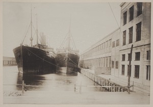 Photograph Album of the Newell Family of Newton, Massachusetts - German Freighters Tied up at Commonwealth Pier -
