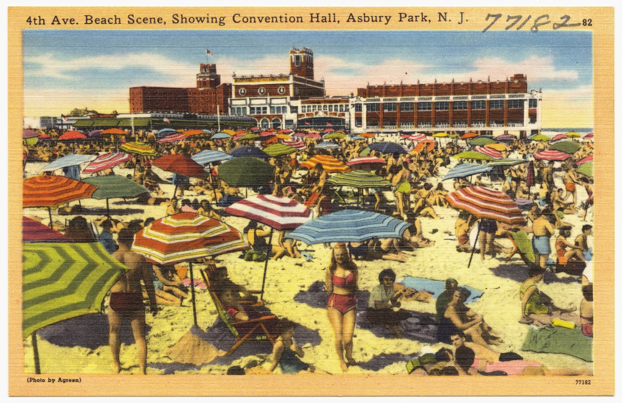 4th Ave. beach scene, showing convention hall, Asbury Park, N. J.