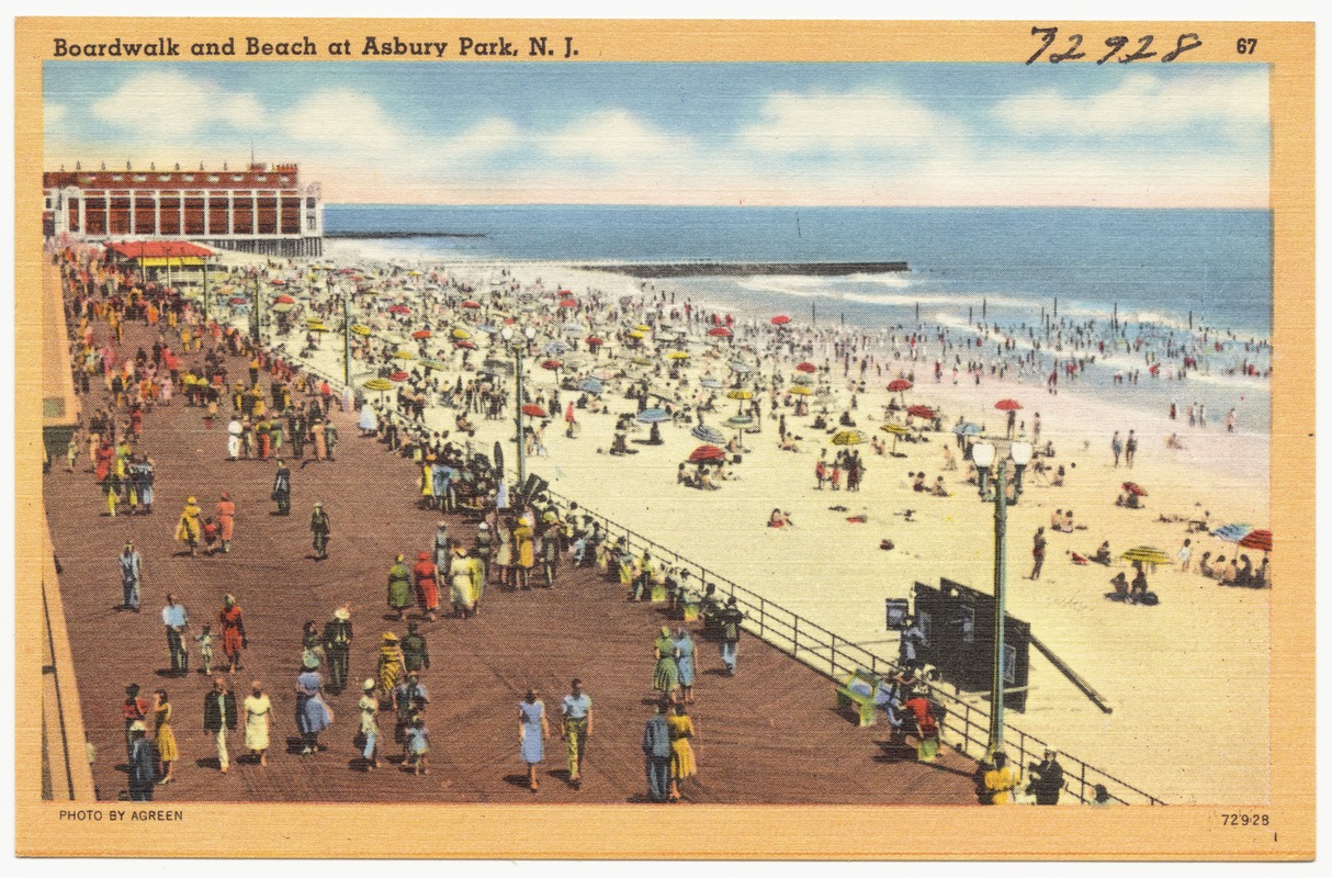 Boardwalk and beach at Asbury Park, N. J. - Digital Commonwealth