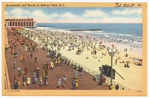 Boardwalk and beach at Asbury Park, N. J.