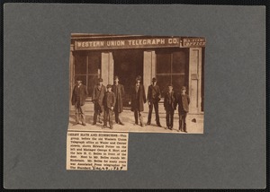A group in front of the Western Union Telegraph Company located at Water and Center Streets, New Bedford, MA