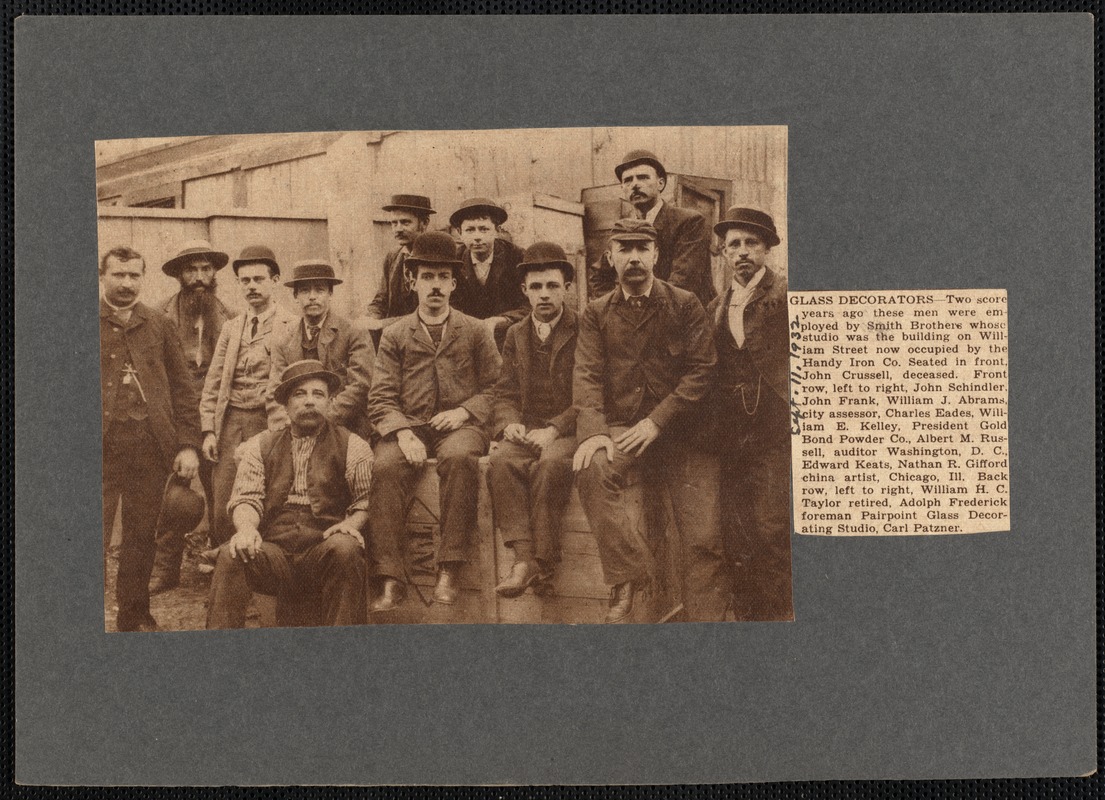 Glass Decorator employees of the Smith Brothers, New Bedford, MA