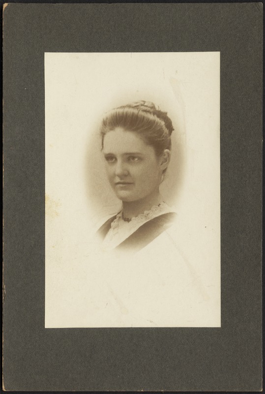 Portrait of woman in white collar, necklace (head)