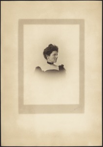 Profile portrait of Gertrude Stevens Kunhardt wearing black choker