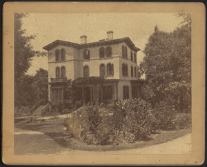 Three-story Italianate house with garden (some tropical plants)