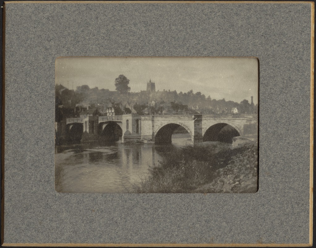 View of arched stone bridge over river