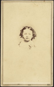 Young girl, dark hair, short ringlets, possibly Harriet "Hattie" Armington Brown