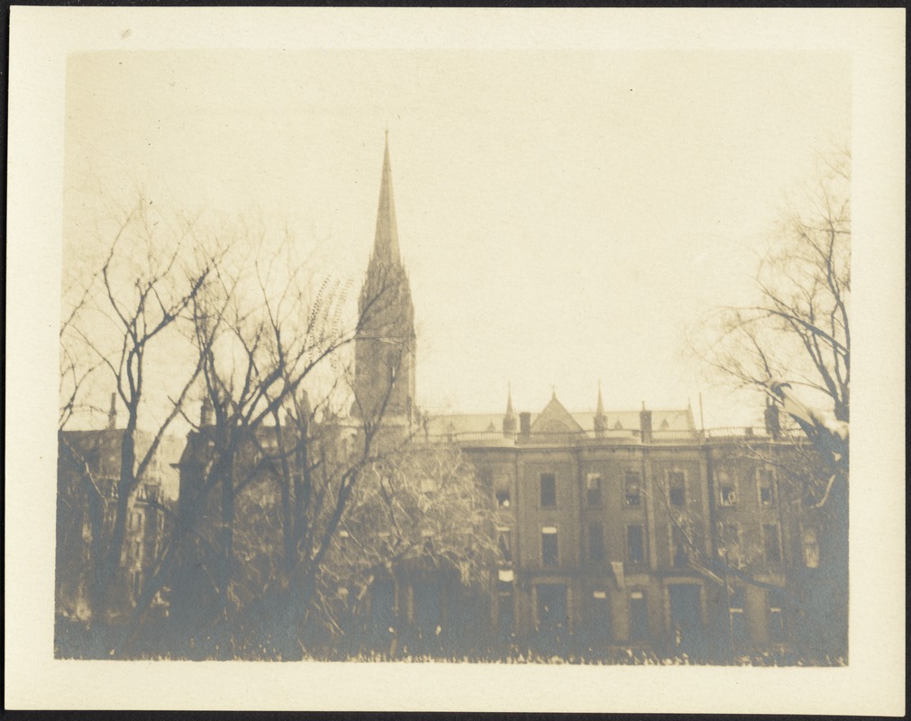 View of church and spire, possibly Boston