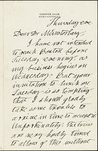 Newcomb, Simon, 1835-1909 autograph letter signed to Hugo Münsterberg, Washington