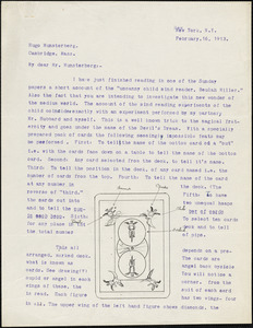 Ring, Phillip N. typed letter signed to Hugo Münsterberg, New York, 16 February 1913