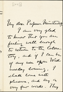 Santayana, George, 1863-1952 autograph letter signed to Hugo Münsterberg, Cambridge, Mass., 1893