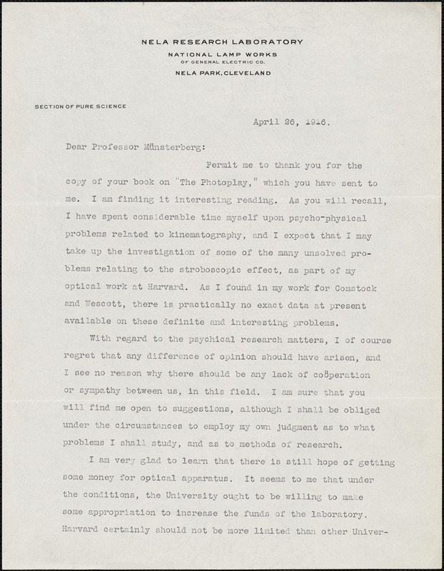 Troland, Leonard Thompson, 1889-1932 typed letter signed to Hugo ...