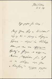 Weber, Max, 1864-1920 autograph letter signed to Hugo Münsterberg, Heidelberg, Ger., 21 June 1904