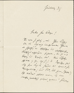 Weber, Max, 1864-1920 autograph letter signed to Hugo Münsterberg, Heidelberg, Ger., 07 March