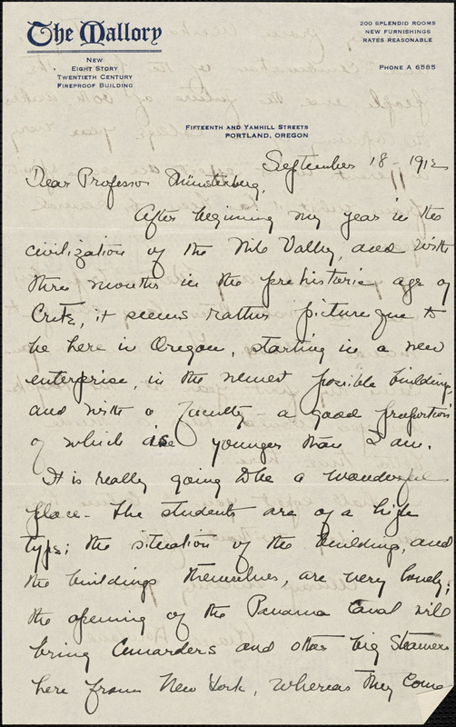 Wembridge, Eleanor Harris (Rowland), 1882-1944 autograph letter signed ...