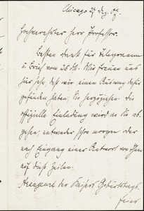 Wever, Walther Johann, 1859-1922 autograph letter signed to Hugo Münsterberg, Chicago, 27 December 1907