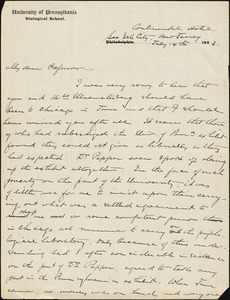 Witmer, Lightner, 1867-1956 autograph letter signed to Hugo Münsterberg, Sea Isle City, N.J., 14 July 1893