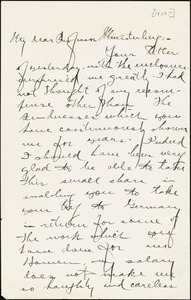 Yerkes, Robert Mearns, 1876-1956 autograph letter signed to Hugo Münsterberg, No pl., [1907?]