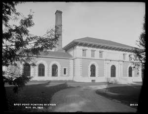 Distribution Department, Northern High Service Spot Pond Pumping Station, front, Stoneham, Mass., Nov. 28, 1900