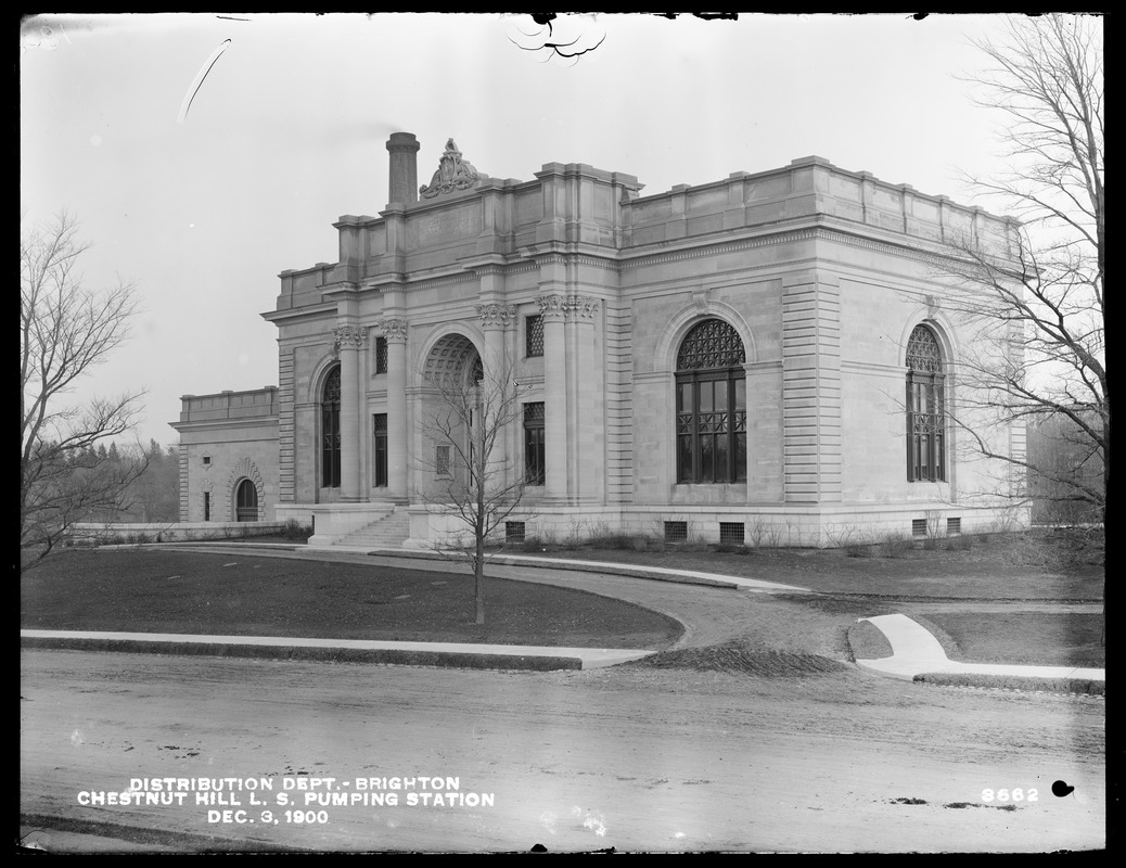 Distribution Department, Chestnut Hill Low Service Pumping Station, front, Brighton, Mass., Dec. 3, 1900