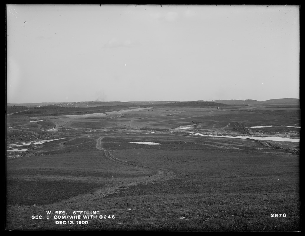 Wachusett Reservoir, general view of Section 5, (compare with No. 3246), Sterling, Mass., Dec. 12, 1900