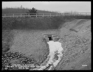 Wachusett Reservoir, Shrewsbury Road, culvert at station 120 (reservoir side), Boylston, Mass., Dec. 19, 1900