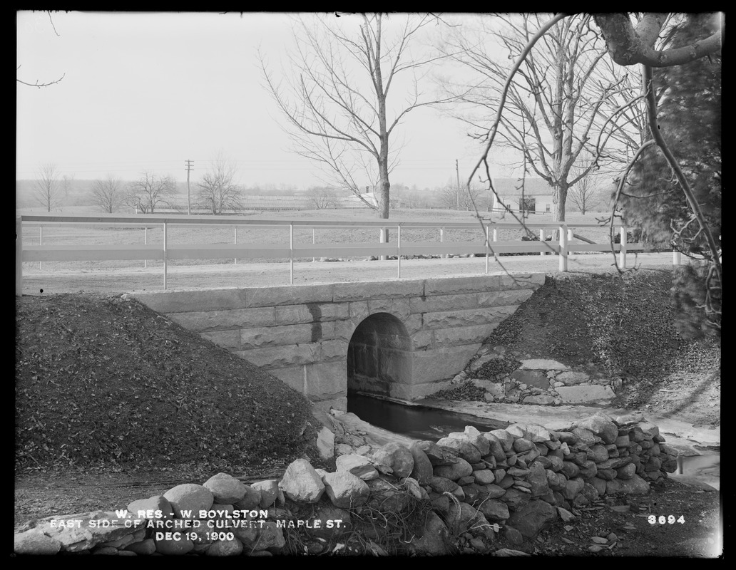 Wachusett Reservoir, east side of 5foot stone arch culvert, Maple