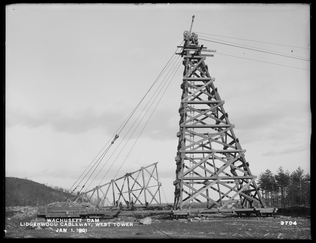 Wachusett Dam, Lidgerwood cableway, west tower, Clinton, Mass., Jan. 1