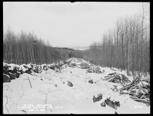 Wachusett Reservoir, clearing the 40-foot fire line 227B, looking northwest, Boylston, Mass., Jan. 14, 1901