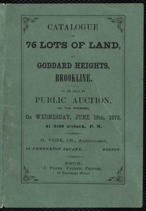 Catalogue of 76 lots of land on Goddard Heights for a land auction, includes a map