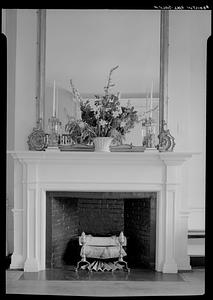 Hamilton Hall, Chestnut Street, Salem: interior, fireplace - flowers