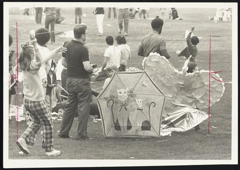 Homemade kites are assembled for the Great Boston Kite Festival. At