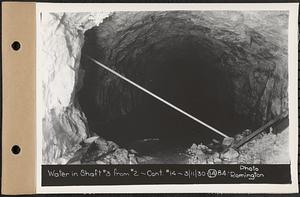 Contract No. 14, East Portion, Wachusett-Coldbrook Tunnel, West Boylston, Holden, Rutland, water in Shaft 3 from 2, Holden, Mass., Mar. 11, 1930