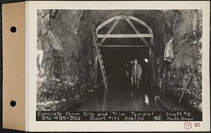 Contract No. 17, West Portion, Wachusett-Coldbrook Tunnel, Rutland, Oakham, Barre, concrete form sills and trim template, Shaft 6, Sta. 495+50+/-, Rutland, Mass., May 6, 1930