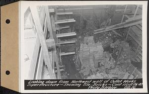 Contract No. 111, Winsor Dam Outlet Works Superstructure, Belchertown, looking down from northwest wall of outlet works superstructure, showing tile, Belchertown, Mass., Dec. 26, 1940