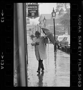 Rainy day walking on State Street, High Street