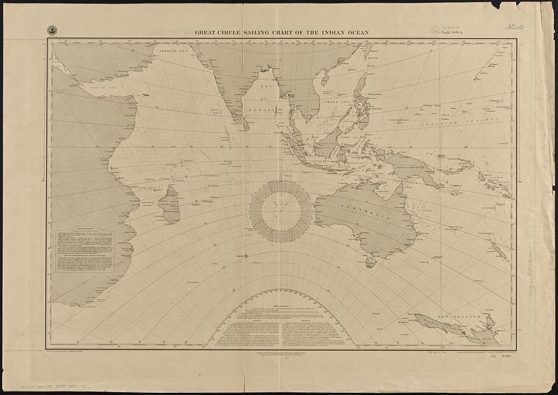 Great circle sailing chart of the Indian Ocean