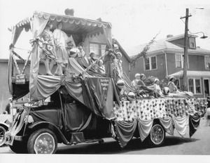 "A bevy of beauties" Archer Rubber parade float 1920s