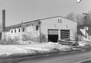 Former railroad car barn of the Milford & Uxbridge Streel Railway Co. East Main and Meade St. remodeled into Midas Muffler Shop Dec. 1976